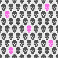 Seamless pattern with gray and pink skulls