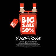 Top View Shopping Cart Big Sale Concept