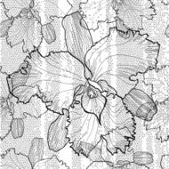 Seamless monochrome vector pattern from orchids