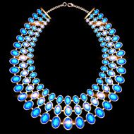 blue female necklace with a diamond spirals