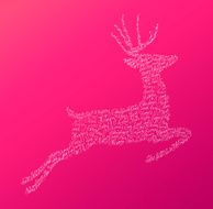 Trendy jumping reindeer shape with holiday text and pink background