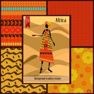 Set of seamless textures with African woman