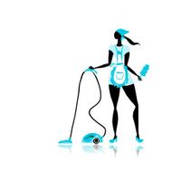 Girl maid with vacuum cleaner for your design N2