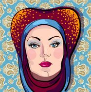 Vector portrait of woman in oriental headdress N4