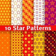 Different star vector seamless patterns (tiling)