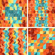 Seamless colorfull geometric patterns in retro style