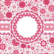 Pink retro card with floral pattern Seamless background