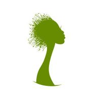Organic hair care concept grass on female head