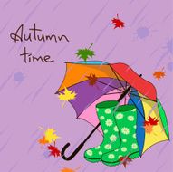 Background with umbrella and gumboots