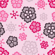 Old lace seamless pattern ornamental flowers Vector texture N6
