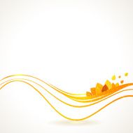 Abstract vector background Orange waves and autumn leaves