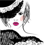 girl with in a lace hat fashion illustration N2