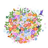 Round floral ornament for your design N6