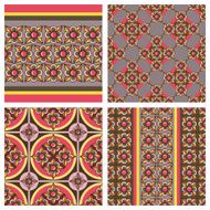 Set of 4 seamless ornament floral patterns