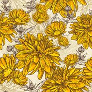 Floral seamless pattern with blooming flowers