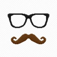 Pixel hipster glasses and mustache