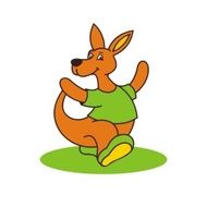 carefree kangaroo logo vector Isolated on white background N2