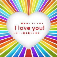 Rainbow heart background with declaration of love