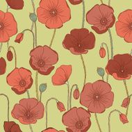 Poppies vector seamless pattern