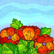 Vector poppy flowers greeting card template