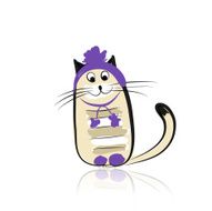Funny cat in fashion hat for your design N2
