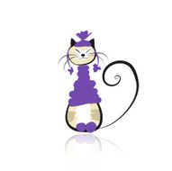 Funny cat in fashion hat for your design N3