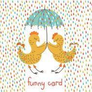 Funny card with birds N2