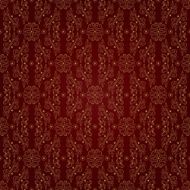 Gold floral vintage seamless pattern on red Vector background