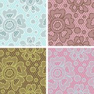 Set of lace seamless patterns with abstract flowers