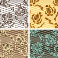 Set of lace seamless patterns with abstract flowers N2