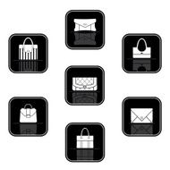 Set of black icons with bags