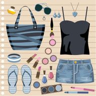 Fashion set with jeans skirt