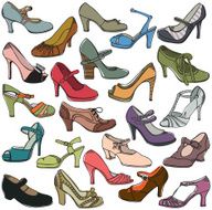 Women`s vintage shoes solorful set