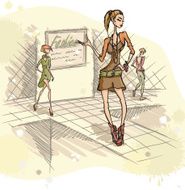 Fashion model on podium