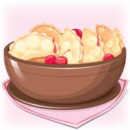 Dish with cherry dumplings