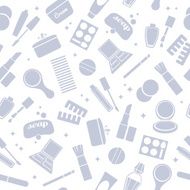 Cosmetics and toiletry icons seamless pattern