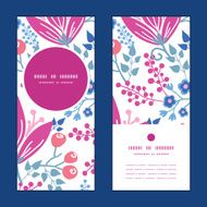 Vector pink flowers vertical round frame pattern invitation greeting cards