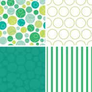 Vector abstract green circles set of four marching repeat patterns N2