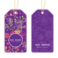 Vector colorful garden plants vertical round frame pattern tags set
