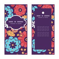 Vector colorful bouquet flowers vertical frame pattern invitation greeting cards N2
