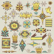 Floral hand drawn doodle colorful design elements 2 Vector illustration N2