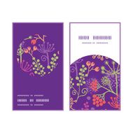 Vector colorful garden plants vertical round frame pattern business cards N3