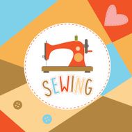 Design with sewing machine and buttons
