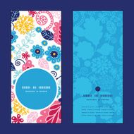 Vector fairytale flowers vertical round frame pattern invitation greeting cards N2