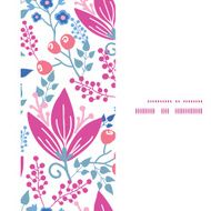 Vector pink flowers vertical frame seamless pattern background