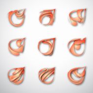 set of abstract red wave pattern for design