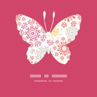 Vector folk floral circles abstract butterfly silhouette pattern frame