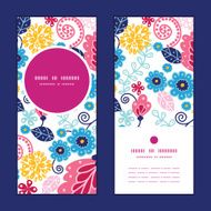 Vector fairytale flowers vertical round frame pattern invitation greeting cards N3