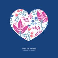 Vector pink flowers heart silhouette pattern frame