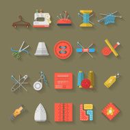 Flat design icons vector collection of sewing items